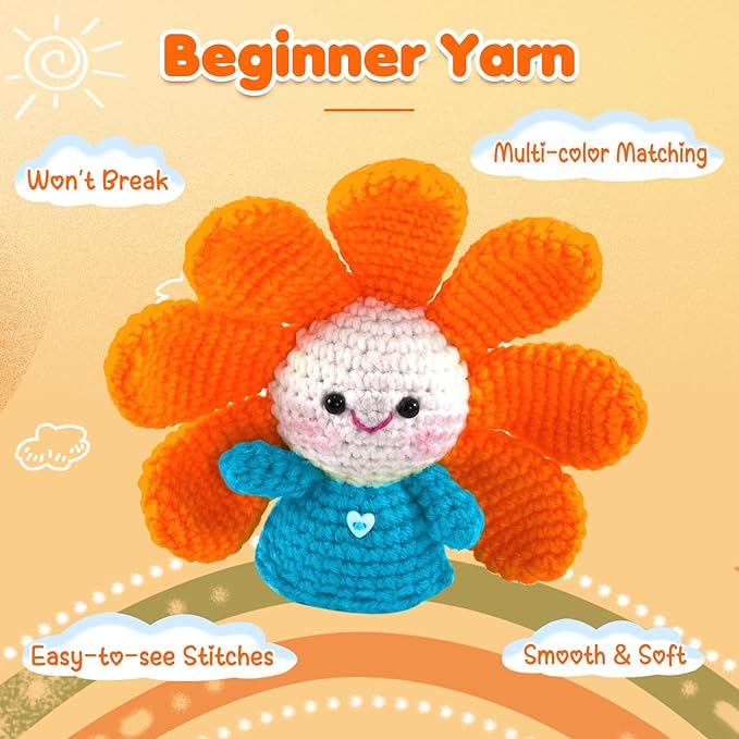 WSICSE 8x50g Beginner Crochet Yarn, Cotton Yarn for Crocheting Easy-to-See Stitches Chunky Thick Soft Yarn for Beginners Crocheting Easter Basket Stuffers