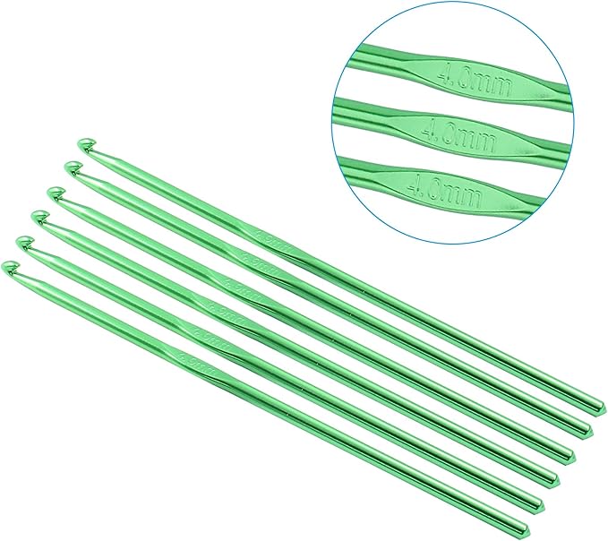 Cionyce 6 Pack Aluminum Crochet Hook 4mm US Size G (Size 6) Crochet Needle for DIY Craft Yarn Knitting Needles