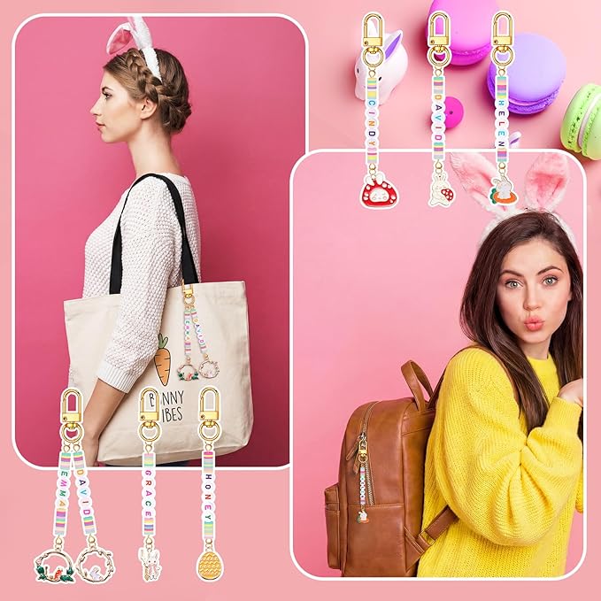 Tondiamo 2823 Pcs Easter Charms for Jewelry Making Easter Bead Keychain DIY Craft Making Kit Key Ring Charms Letters Beads String for Gift Jewelry Key Ring Backpack Accessories