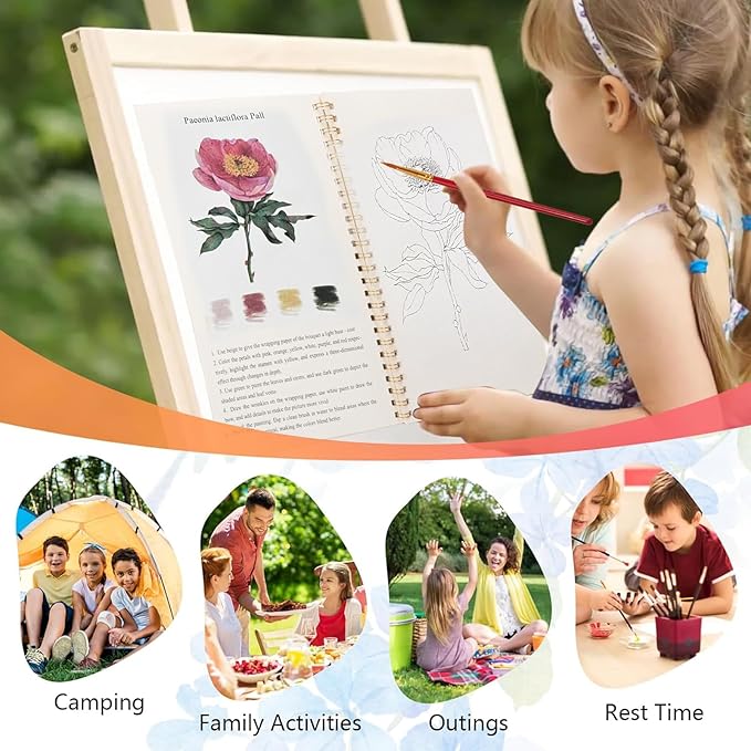 Watercolor Workbooks, Coloring Book Beginner Painting Kit, Arts Crafts Supplies Gift for Enthusiasts (Flower1)