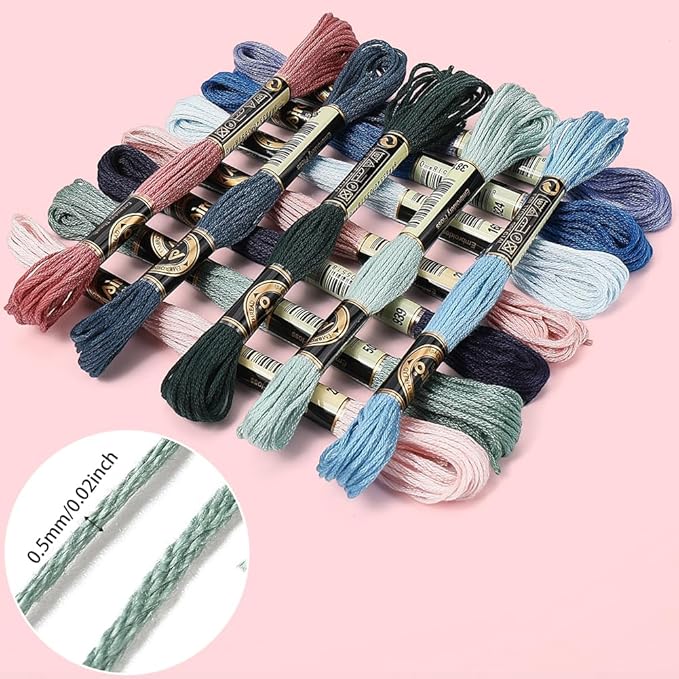 12 Skeins 105 Yards 6 Ply Embroidery Thread Floss Variegated Thread Dark Blue Green Cross Stitch Friendship Bracelet String for Jewelry Making Bracelet Knitting Stitching DIY Craft Supplies
