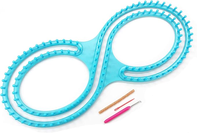 WAYION 55" Afphgan Serenity Loom Knitting Board Weave Loom Kit with Step by Step Instructions Great for The Experienced Loom Knitter(Blue/Pink) (Blue)