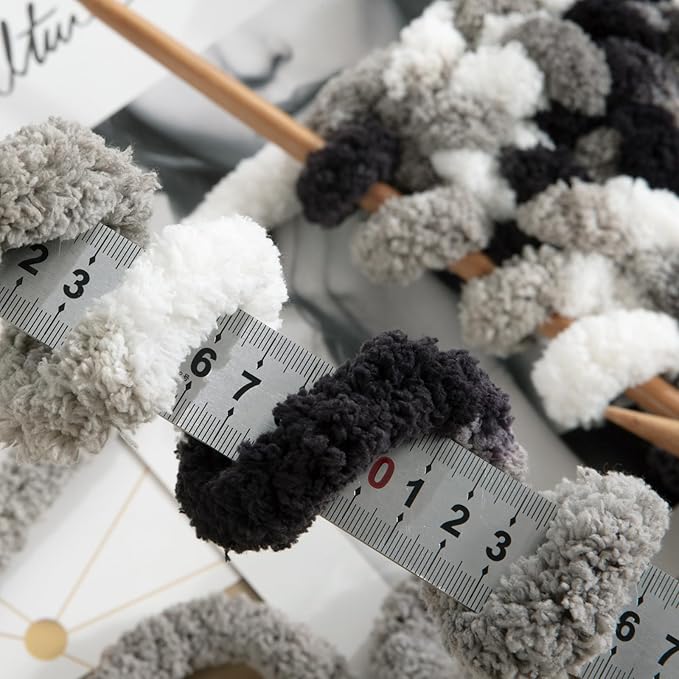 MABOZOO Tie Dye Chunky Yarn for Crocheting 8 Pack,White Fluffy Jumbo Chenille Yarn,Soft Plush Yarn Bulky,Giant Thick Fuzzy Yarn for Hand Knitting or Arm Knitting (29 yds,8 oz Each Skein)