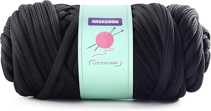 Chunky Yarn for Hand Knitting & Crocheting, Thick Big Twist Tubular Yarn for Making Blankets, Bags, Baskets, Pillows & Pet Nests - 0.55lb/250g (Black)