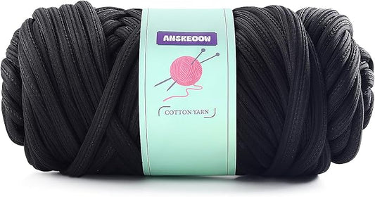 Chunky Yarn for Hand Knitting & Crocheting, Thick Big Twist Tubular Yarn for Making Blankets, Bags, Baskets, Pillows & Pet Nests - 0.55lb/250g (Black)