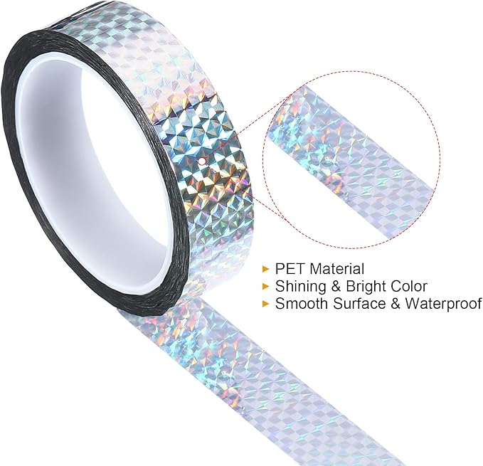 PATIKIL Prism Tape 1 Inch x 55 Yards, Holographic Metalized Reflective Adhesive for Detailing Accent Wall Decor Art, Silver