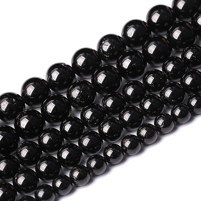 90pcs 4mm AAAA Natural Black Tourmaline Gemstone Beads Round Loose Beads for Jewelry Making DIY Bracelet Necklace(Black Tourmaline, 4mm)