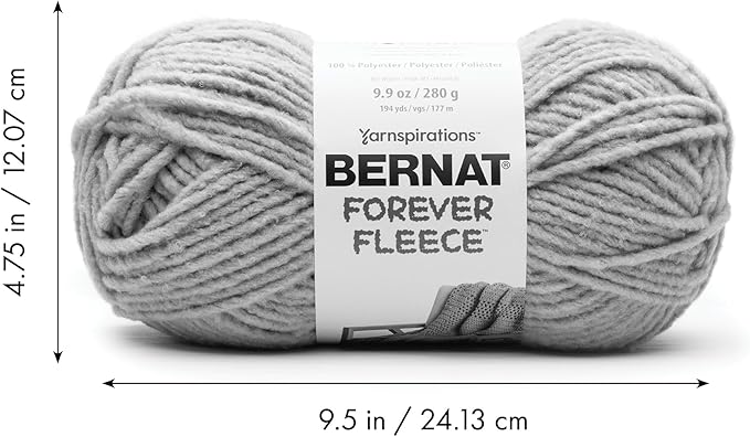 Bernat Forever Fleece Coal Yarn - 2 Pack of 280g/9.9oz - Polyester - 6 Super Bulky - 194 Yards - Knitting/Crochet