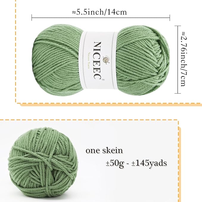 NICEEC 300g Soft Assorted Colors Yarn - Sport Weight,100% Acrylic, 4 Ply, Bonbons Yarn for Crochet & Knit, DIY Project Starter Kit for Kids or Adults(Total 870yds) - Series 12