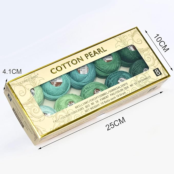Double Mercerized Egyptian Long Staple Cotton Pearl Thread Ball 10 Grams Rainbow Color Embroidery Thread 10 Colors per Box for Crochet Hardanger Cross Stitch Hand Embroidery,cayon Series
