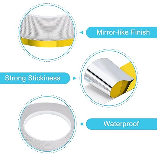 uxcell Metallic Tape, 0.31 in x 164 ft Self Adhesive Metalized Polyester Film Tape Waterproof Shiny Washi Tape for Walls Graphic Arts Gifts Wrapping Crafts Decoration, Gloss Gold