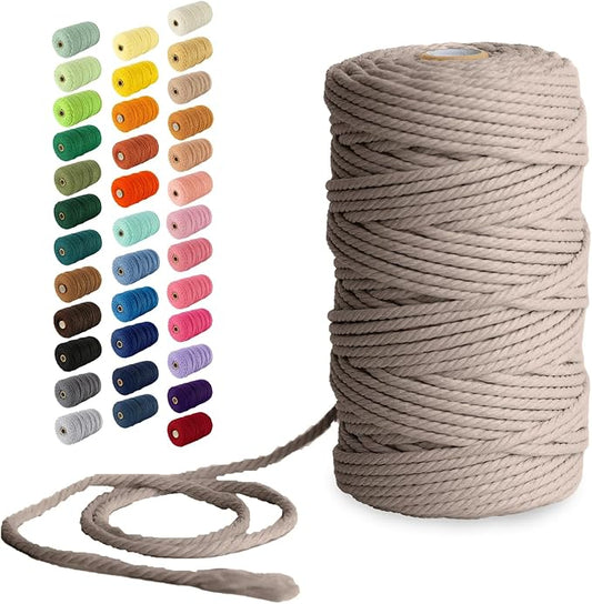Nook Theory Macrame Cord - 4mm 109 Yards Cotton Rope, 3mm 5mm Yarn, String for Crafts, Perfect for Macrame Wall Hanging and Boho Decorations (Sand)