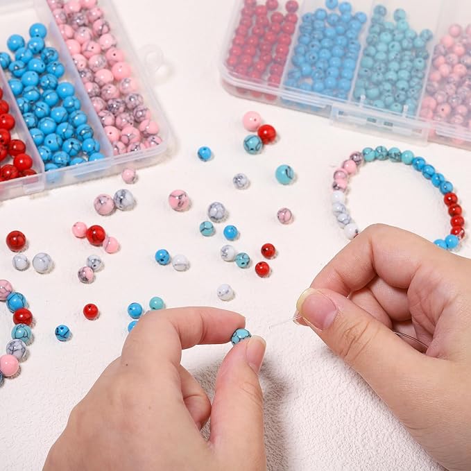 Songxi Stone Beads Bracelet Making Kit 300PCS, 6mm Loose Crystal Gemstone Beads for Bracelet Necklace Earring, DIY Crafts Beads for Jewelry Making for Couples Lovers Adults