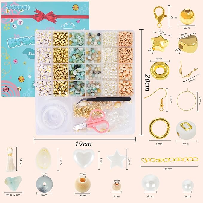 toipinio bracelet making kit jewelry making supplies kit natural stone beads for diy craft friendship bracelet/necklace/earrings for adults 1736pcs (amazonite)