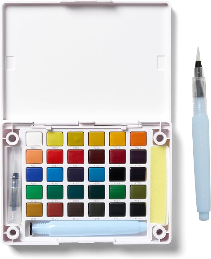 SAKURA Koi Field 30 Assorted Watercolors with Water Brush Sketch Set XNCW-30N