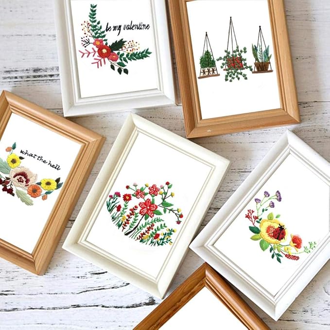 Louise Maelys Flower Embroidery Kits for Beginner Hand Starter Kit with Sayings Stamped Cross Stitch Needlepoint for Adults