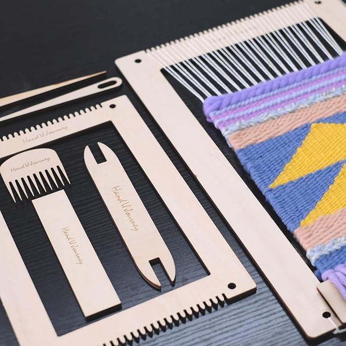 HAND U JOURNEY Rectangle Weaving Loom Kit – 2 Sets (11"x16.5" & 7.8"x11.7") with Weaving Needles and Tools, Beginner-Friendly DIY Weaving Craft Kit for Adults