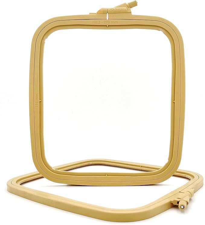 nurge square embroidery hoop - plastic cross stitch frame for needlepoint & embroidery - adjustable craft hoop - beige - no:3 (medium)