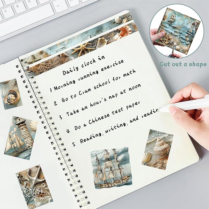 6x6" 160gsm cardstock Single Sided Scrapbooking 24 Paper Pad vintage decoupage scrapbook kit patterned paper junk journal supplies journaling supply scrap crafting.Nautical
