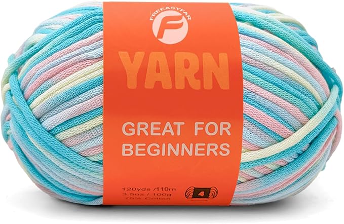 3.5Oz/120yds Beginner Easy Yarn for Crocheting and Knitting;Worsted-Weight Medium #4;Cotton Blend Yarn for Beginners Amigurumi DIY(Blushing Blue,1 Skein)