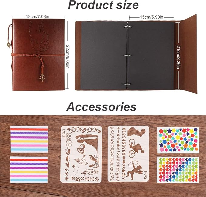 ThxMadam Leather Scrapbook Album 60 Pages Vintage Love Photo Album,8.7 * 7.1 Inch Scrapbook for Couples-DIY Memory Book,Birthday/Wedding Guest Book Gift for Anniversary Mother's Day