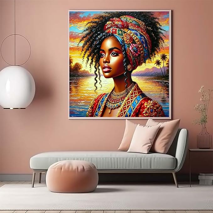 CZYWJMEI 5D Diamond Painting Kits for Adults Beginners,DIY Indian Woman Diamond Art,Full Round Drill Diamond Dot Gem Art Kits,Home Wall Decor 13.7x13.7 Inch