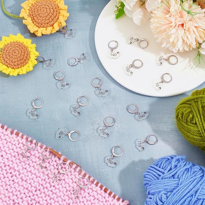 BENECREAT Sheep Stitch Markers, Clear Acrylic Crochet Stitch Marker Charms for Knitting Weaving Sewing Accessories Quilting