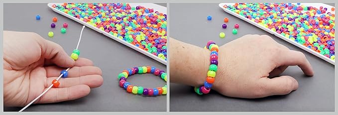 Pony Beads, 6x9mm, Neon Blue, 750pc – Bracelet Making Kit for Jewelry and Kandi Crafts – Bulk Craft Beads for Friendship Bracelets and DIY Projects