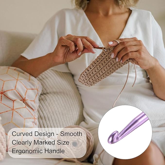 uxcell Aluminum Crochet Hook 3mm Knitting Needles for DIY Craft Yarn Purple 10Pcs