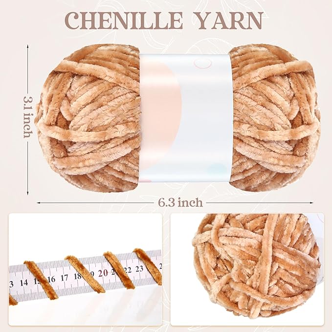 Xinnun 12 Skeins 1116 Yards Chenille Velvet Soft Thick Plush Yarn Bulk for Crocheting Knitting Blanket DIY Weaving Craft, 6mm, 3.5 Oz/Skein(Retro Color)