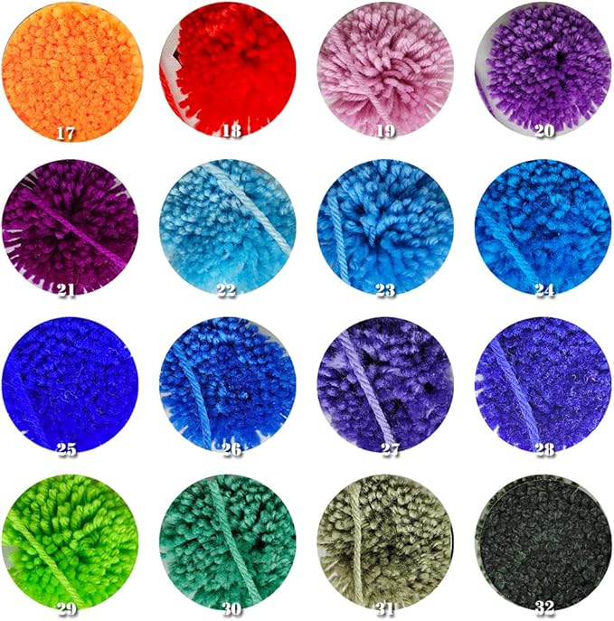 17-32 Colors Latch Hook Kit Colorful Yarn Bundles Cut Rug Yarn DIY Latch Hook for Handmake Craft Sewing Knitting for Adults (16pcs)