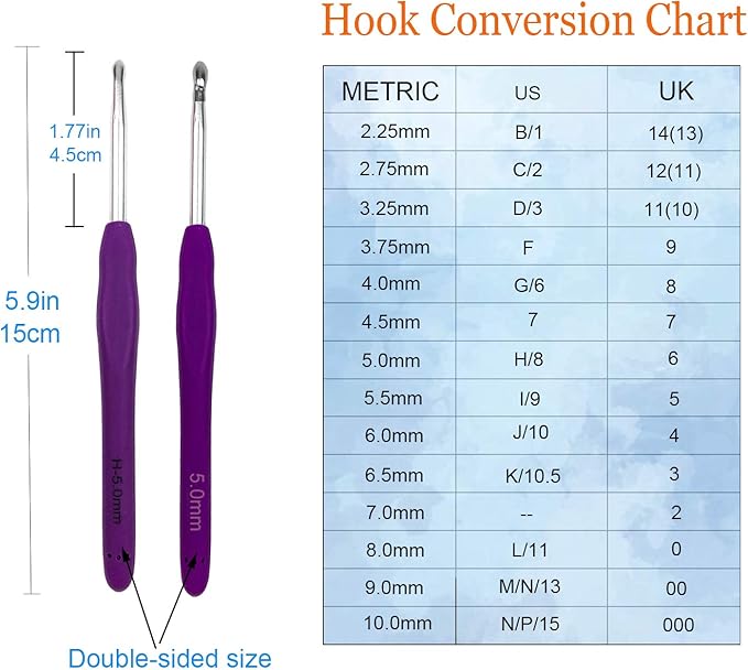 Mdoker Extra Long Crochet Hooks,Ergonomic Grip Soft Handles for Handmade DIY Crocheting,Crochet Hook Needles for Arthritic Hands,Size H/8(5.0MM)