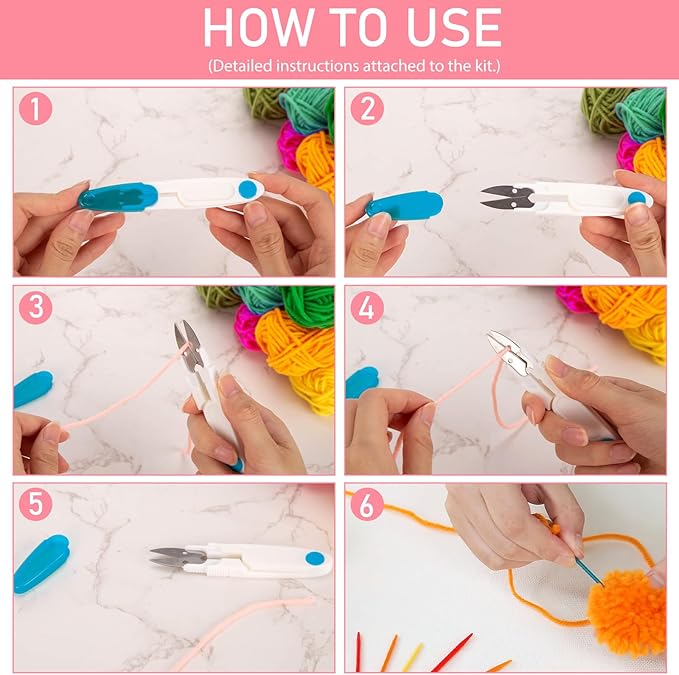vgoodall 20pcs pom pom maker craft kit, for winter hat & scarf, with 12 colorful yarns, 4 size knitting makers, diy christmas gifts for kids & adults beginners