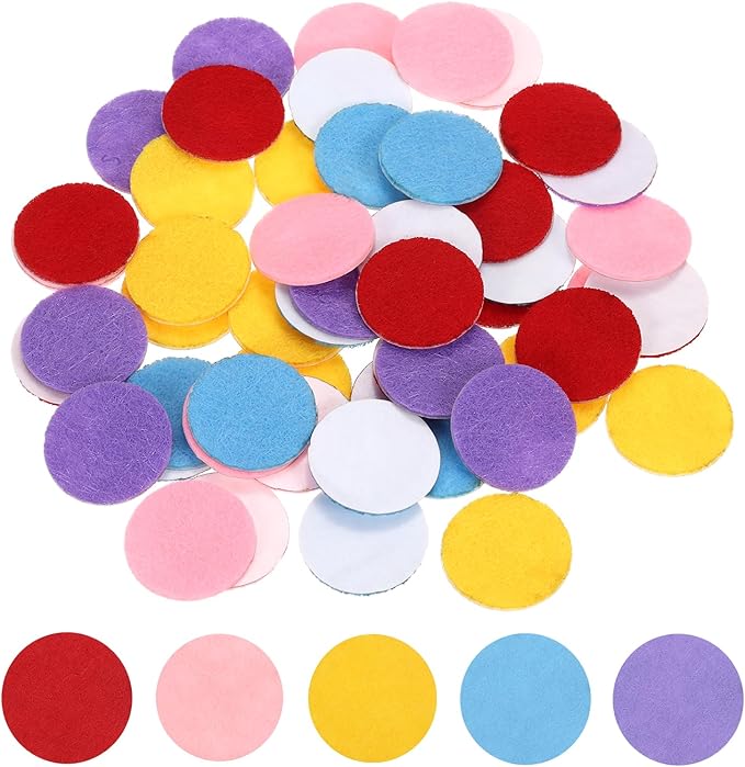 uxcell 100 Pcs Adhesive Felt Circles, 9/16" Round Non-Woven Felt Pads Stickers Dots Pre Cut for DIY Crafts Sewing Handcraft Costume Holiday Decoration, Red, Pink, Yellow, Sky Blue, Purple