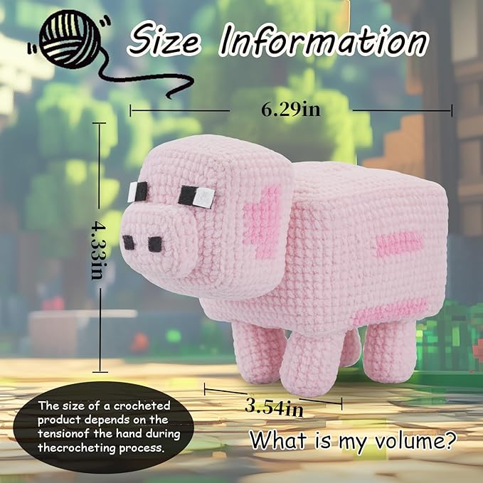 Crochet Kit for Beginners, Pig Crochet Kit for Adults with Step-by-Step Video Tutorials,Learn to Craft Amigurumi Stuffed crochet Animal kit,Knitting Kit for Birthday