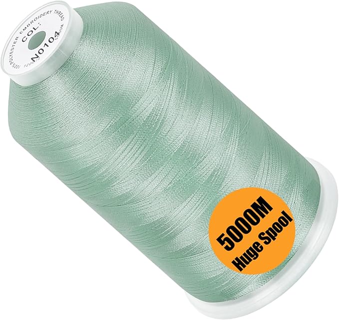 New brothread - Single Huge Spool 5000M Each Polyester Embroidery Machine Thread 40WT for Commercial and Domestic Machines - Light Sky Blue