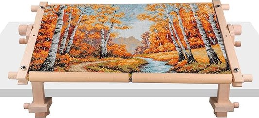 Simple Embroidery Frame and Embroidery Holder Combo Set，Beech Wood Fixable Desktop Cross Stitch Scroll Frame, Quilting Frames, Stitching Frame for Sewing, Cross Stitch, Needlepoint Holder
