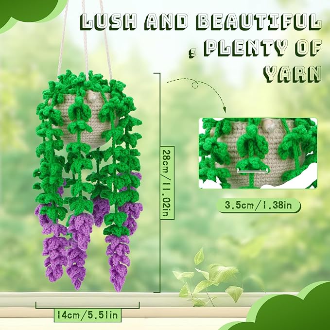 Kogyxe Beginners Crochet Kit, Amigurumi Crochet Starter Kits w Step-by-Step Video Tutorials, Hanging Potted Plants Knitting Starter Pack for Beginners Decoration, Wisteria Flower (40%+ Yarn)