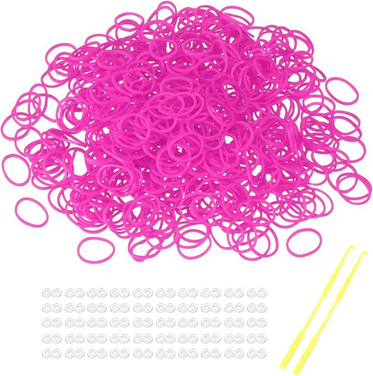 MECCANIXITY 1200 Pcs Loom Rubber Bands Kit with 50 Pcs S-Clips 2-Hooks Rubber Bands Refill Bracelet Making Kits for Weaving DIY Handcrafts Gift, Plum Red