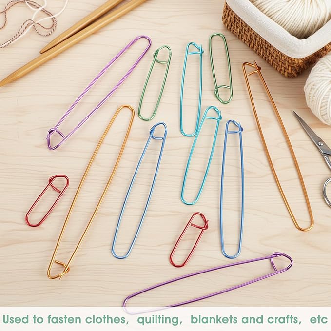LXUEJIE 12 Pcs Knitting Stitch Holders, Aluminum Yarn Stitch Holder 6 Sizes Knitting Crochet Hook Colorful Crochet Stitchs Holders Practical Knittings Needle Holder for Quilting Sewing Knittings