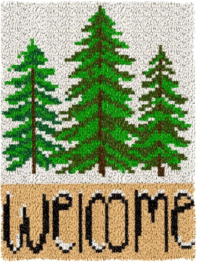 Ylkgogo Latch Hook Kits for Adults, Color Printed DIY Rug Carpet Needlework for Home Decoration Festival Gift 20.5"X 15" (Tree)