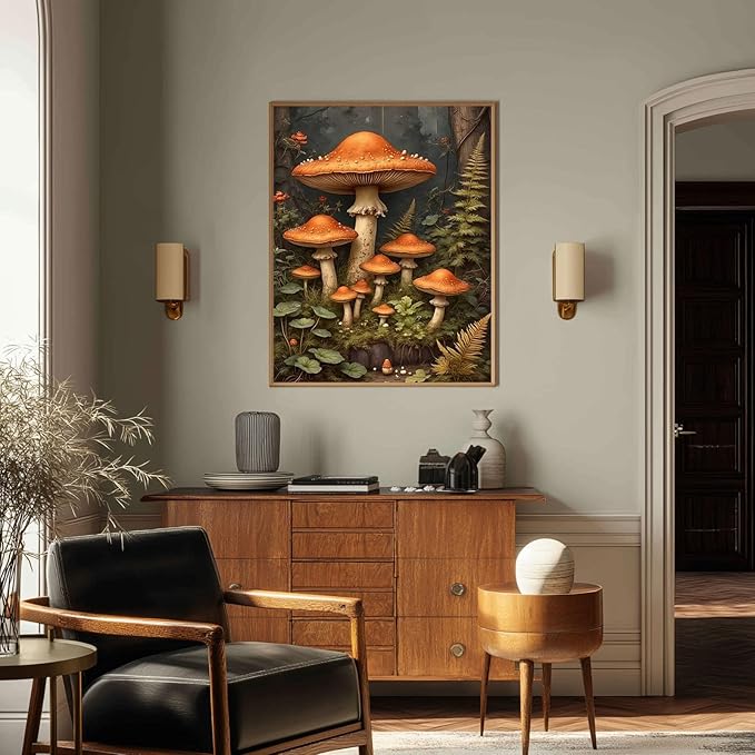 HMZephitiquc Mushroom Paint by Number for Adults, Mushroom Paint by Numbers Kit for Adults, Painting by Numbers, Easy Acrylic Oil DIY Crafts for Gift Home Decor 16x20 in