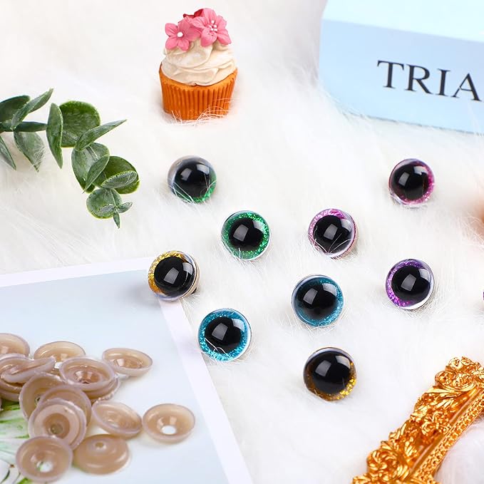 UPINS 180Pcs Safety Eyes and Noses for Amigurumi Large Plastic Craft Crochet Eyes for Stuffed Animals DIY Puppet Bear Toy Doll Making Supplies