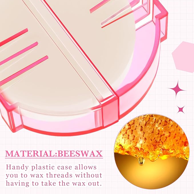 Maitys 4 Pcs Thread Wax Thread Conditioner Beeswax for Hand Sewing Embroidery Beeswax Floss Conditioner for Quilting Sewing Strengthening Line Embroidery Wax (White,Pink Case)