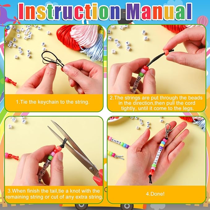 Suncalla 984 Pcs 24 Set Back to School Keychain Making Kit DIY Bead Key Chain Crafts Adjustable Letter Beads Cards Strings Kit Welcome First Day of School Gift Jewelry Making Supplies Party Favors
