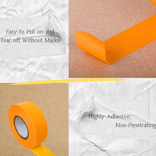 2 inch Orange Painters Tape,Wide Masking Washi Tape Bright Colours Easy to Remove Doesn't Seep Out Used for Marking Areas Covering Walls Tile Seam Getting Clean Crisp Lines 55 Yards