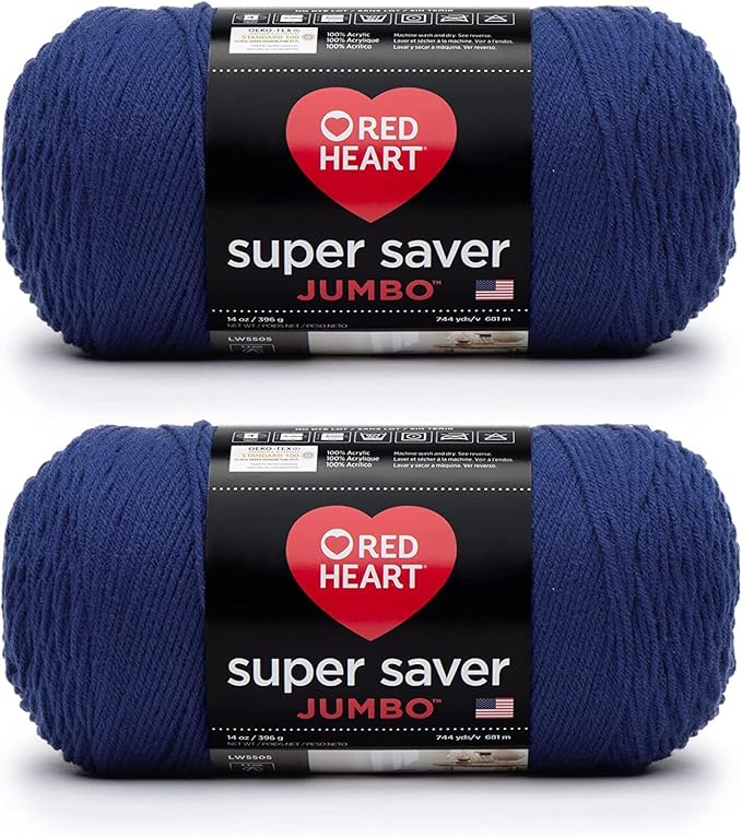 Red Heart Super Saver Jumbo Royal Yarn - 2 Pack of 396g/14oz - Acrylic - 4 Medium (Worsted) - 744 Yards - Knitting/Crochet