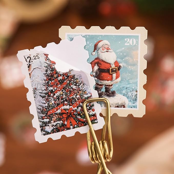 PRSTINCOL Christmas Scrapbook Kit Junk Journaling Supplies with A6 Notebook, 157 Pieces Stationery Set for DIY Gift, Teens Women - Vintage Style