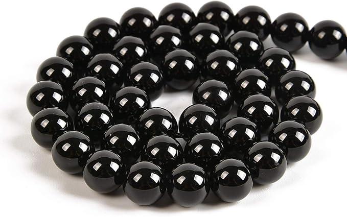 45pcs 8mm Natural Black Onyx Gemstone Round Spacer Loose Stone Beads for Jewelry Making 15.5" 1 Strand (Black Onyx, 8mm 45Beads)