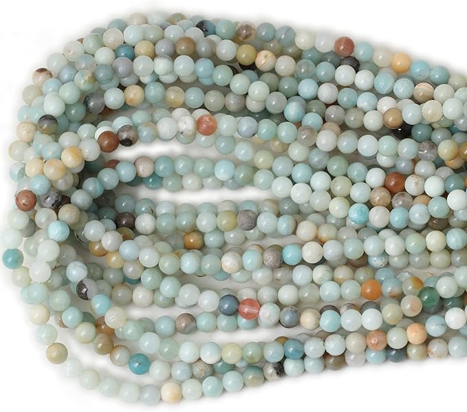 cheavian 60pcs 6mm natural mix color amazonite gemstone round loose beads stone beads for jewelry making diy 1 strand 15"